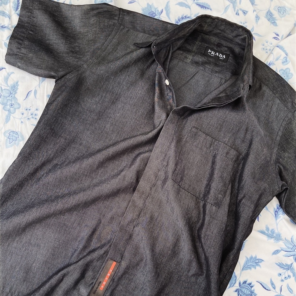 Charcoal Prada Short Sleeve Button Down